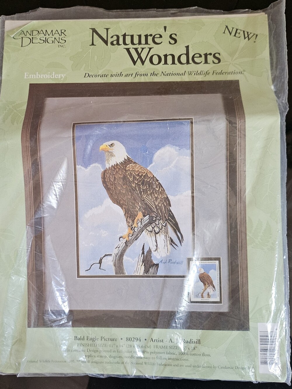 Nature's wonders embroidery bald eagle picture crewel kit candamar designs
